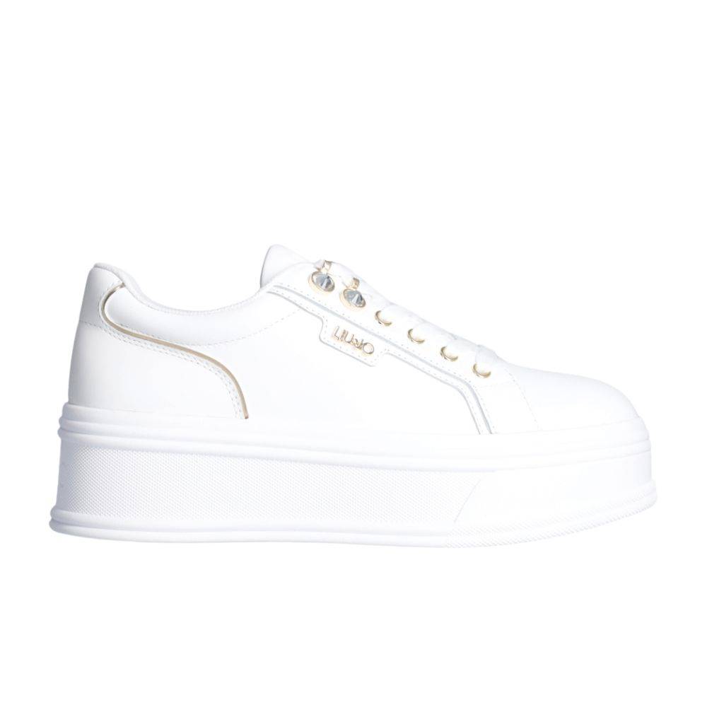 LIU JO SELMA 11 - PLATFORM LEATHER SNEAKERS WITH GEMSTONES