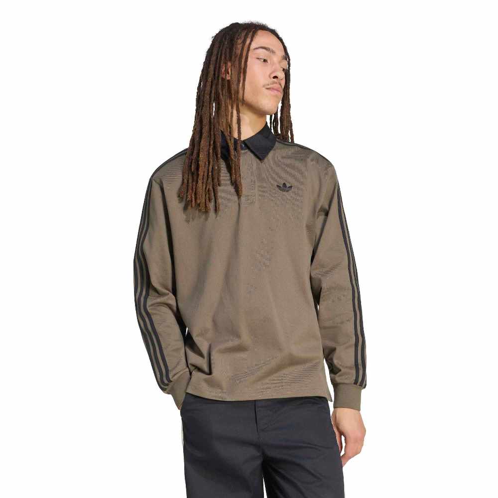 ADIDAS ORIGINALS M 3-STRIPES RUGBY LONG-SLEEVE POLO