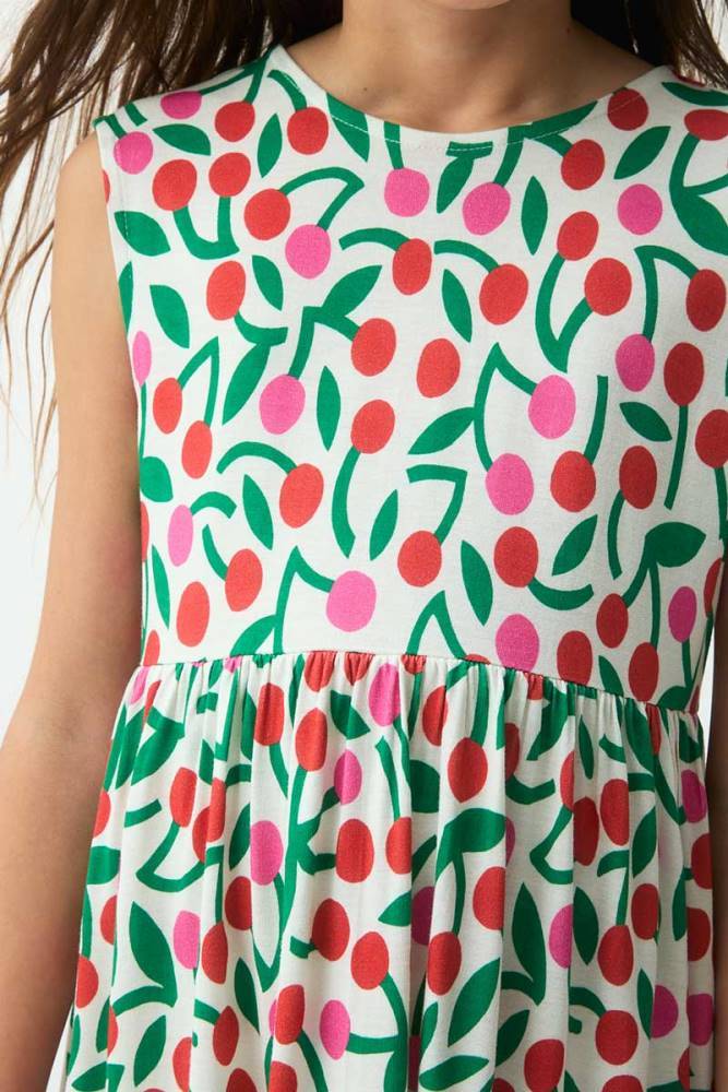 COMPANIA FANTASTICA CHERRY PRINT SHORT DRESS