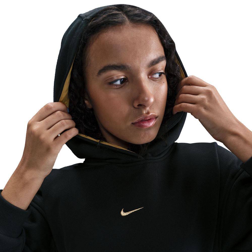 NIKE NSW GIRLS CLUB FLEECE HOODIE SHINE SATIN