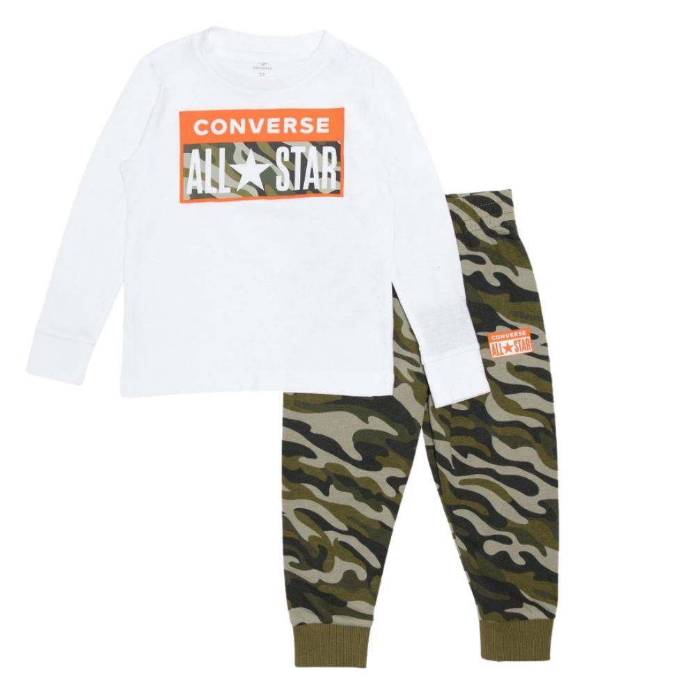 CONVERSE LITTLE KIDS CAMO LONG SLEEVE JOGGER SET
