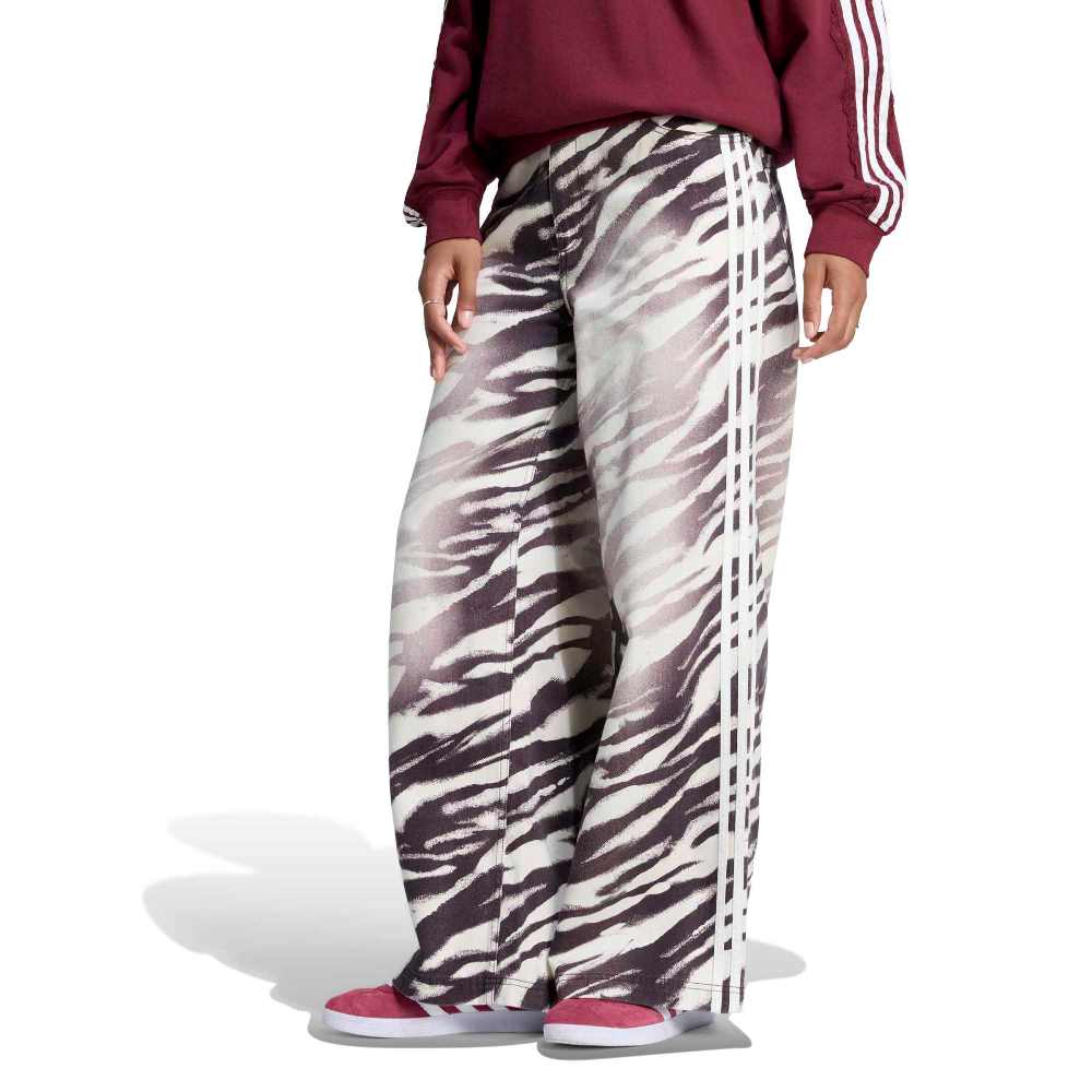 ADIDAS ORIGINALS ADILENIUM SEASON 6 ZEBRA PRINT WIDE LEG DENIM PANTS