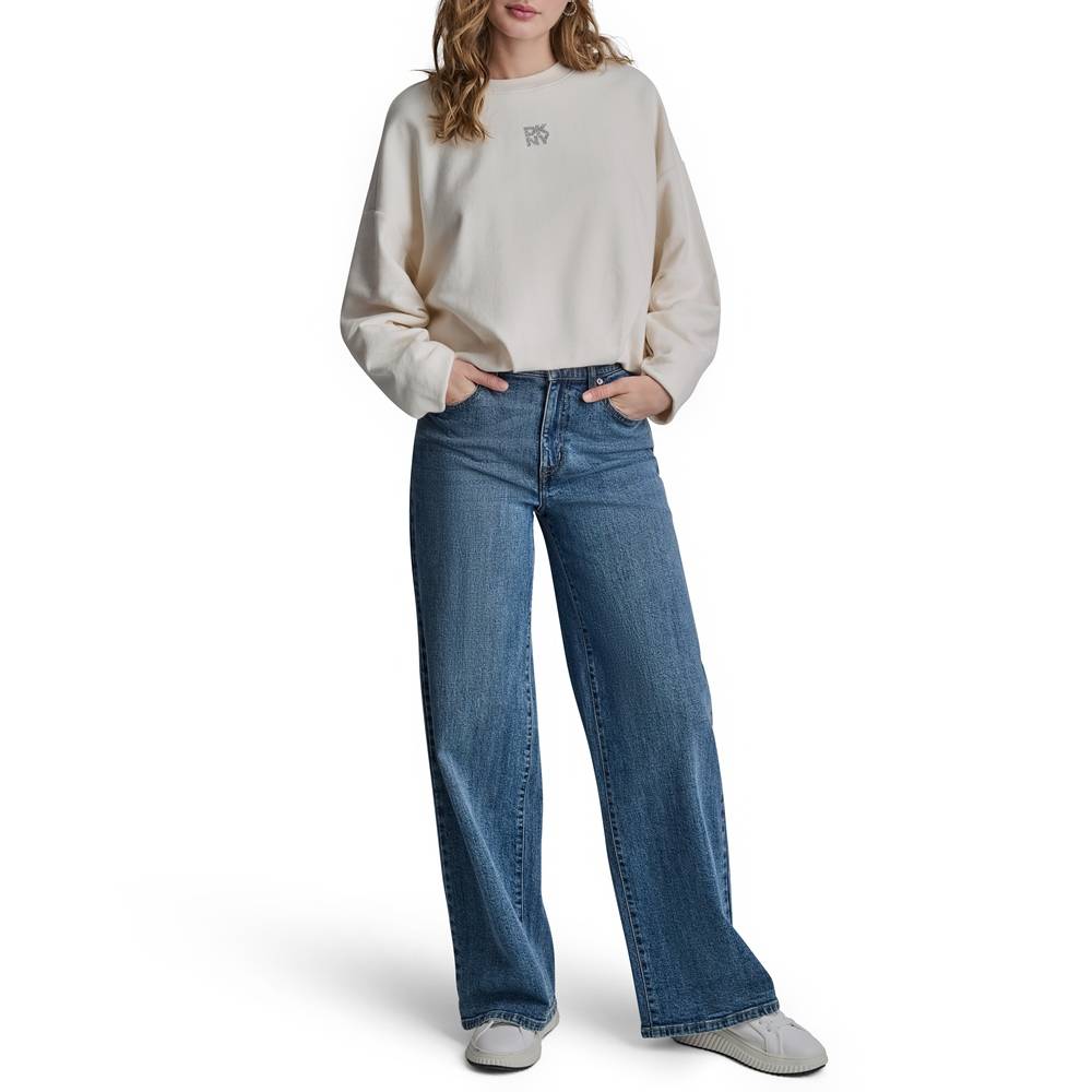 DKNY LOGO EMBELLISHED CREW NECK SWEATSHIRT