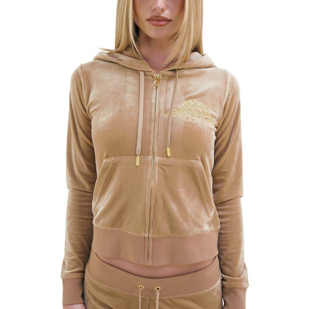 JUICY COUTURE ARCHED METALLIC ROBERTSON ZIP THROUGH CLASSIC VELOUR HOODIE
