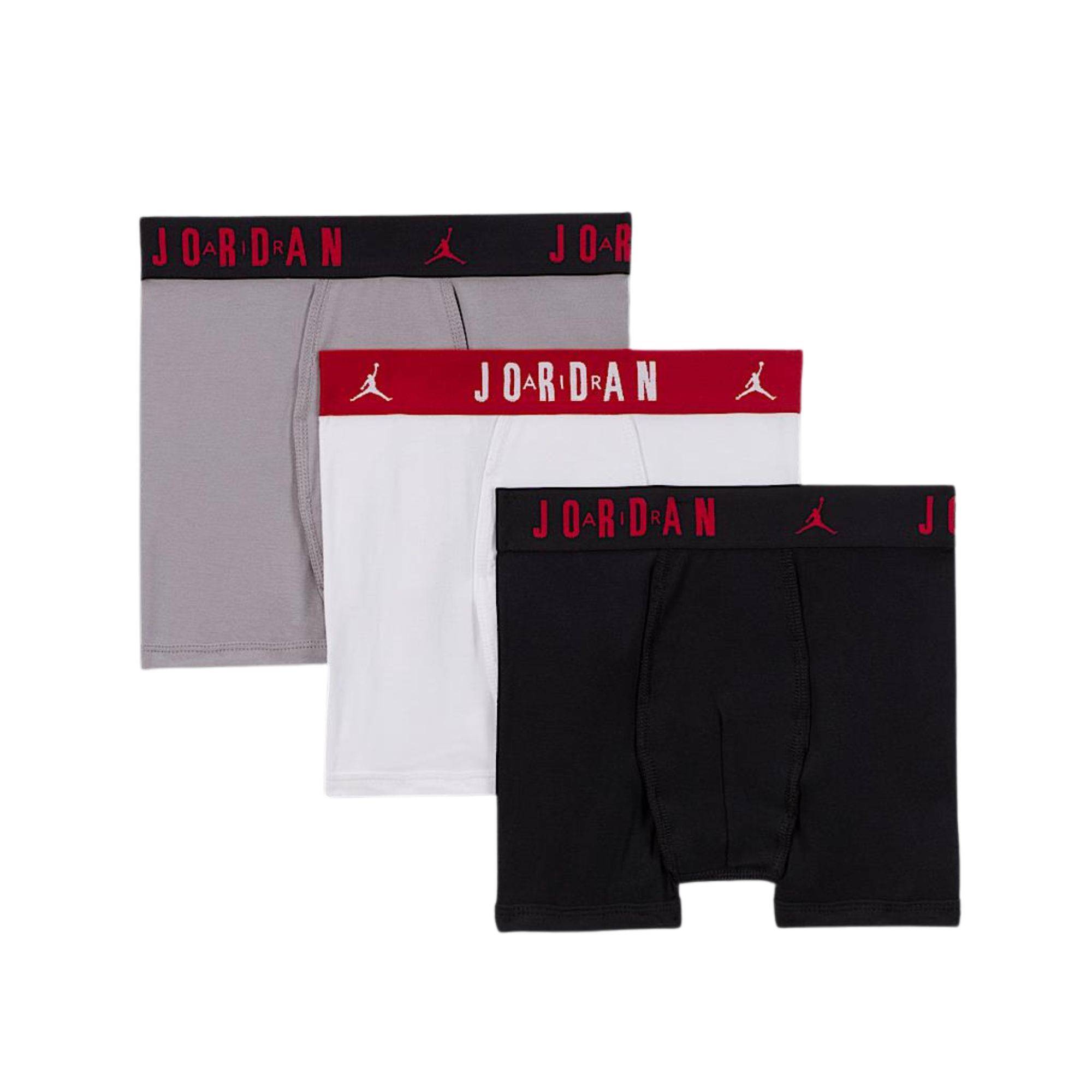 NIKE JORDAN BIG KIDS FLIGHT COTTON CORE 3-PACK BOXER BRIEFS