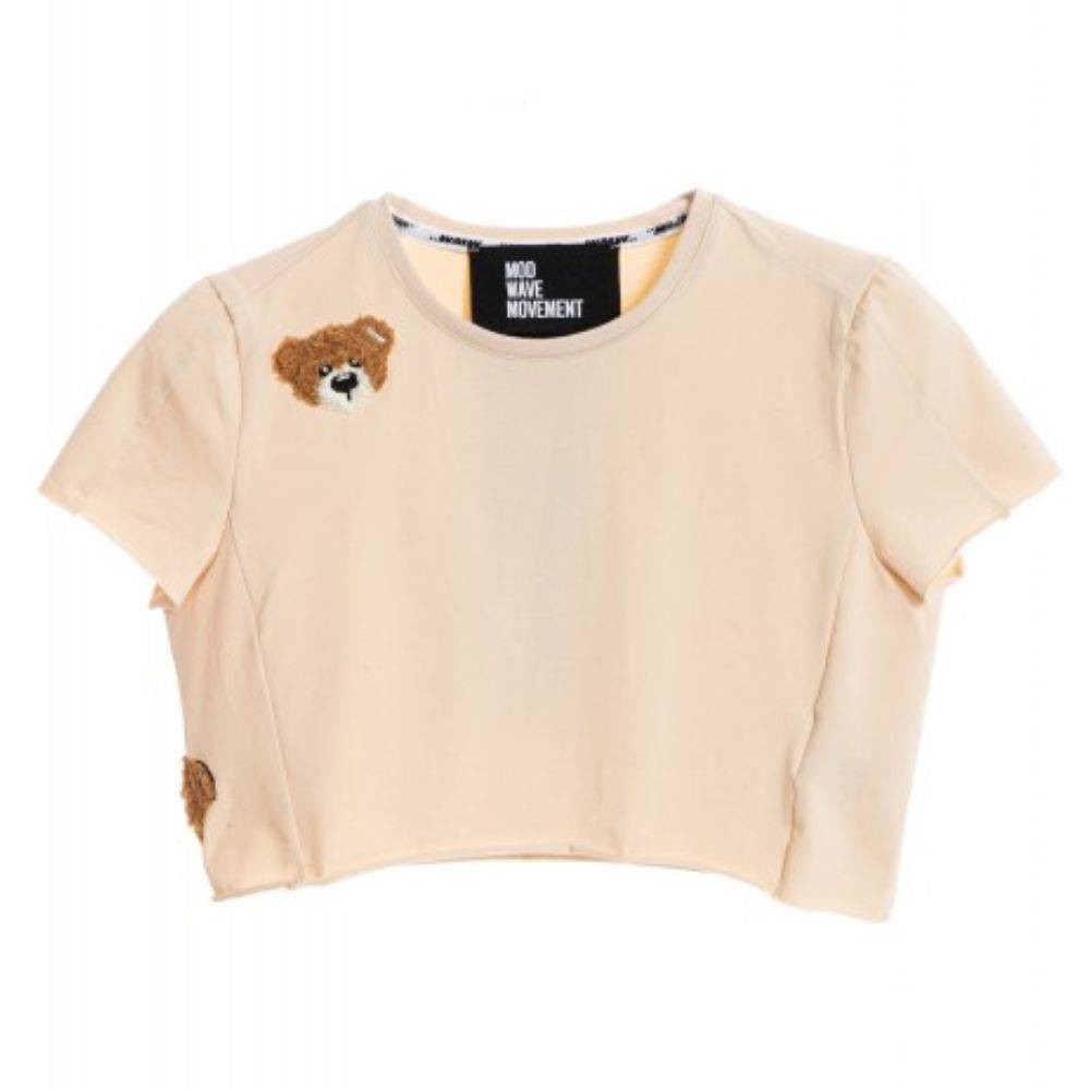 MWM TEDDY BEAR FLOCK PATCH CROPPED TANK TOP WOMEN