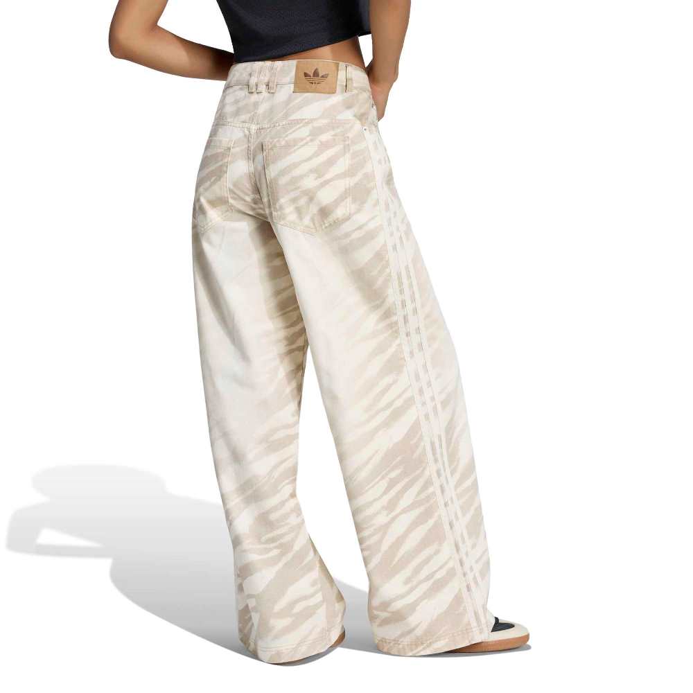 ADIDAS ORIGINALS ADILENIUM SEASON 6 ZEBRA PRINT WIDE LEG DENIM PANTS