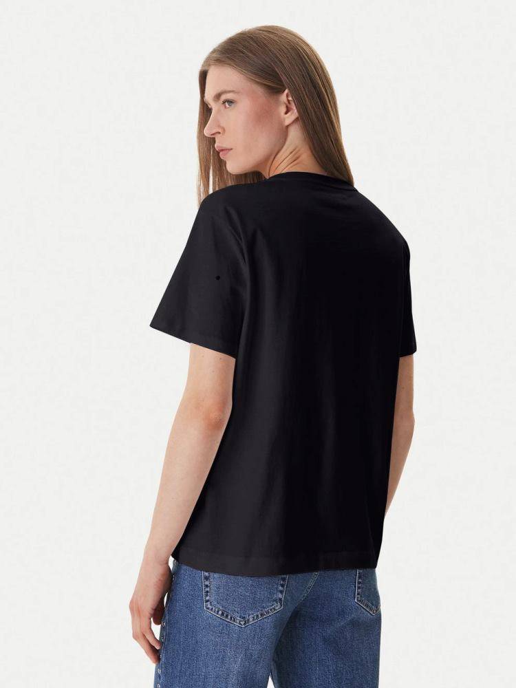 DKNY RHINESTONE LOGO RELAXEDCREW NECK TEE
