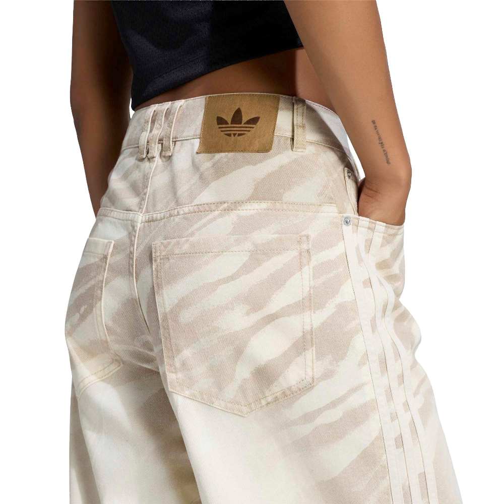 ADIDAS ORIGINALS ADILENIUM SEASON 6 ZEBRA PRINT WIDE LEG DENIM PANTS