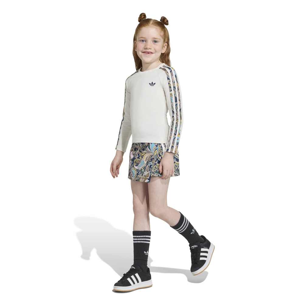 ADIDAS ORIGINALS LITTLE LIBERTY LONDON SLIM 3 STRIPES LONG-SLEEVE TOP/SKORT SET