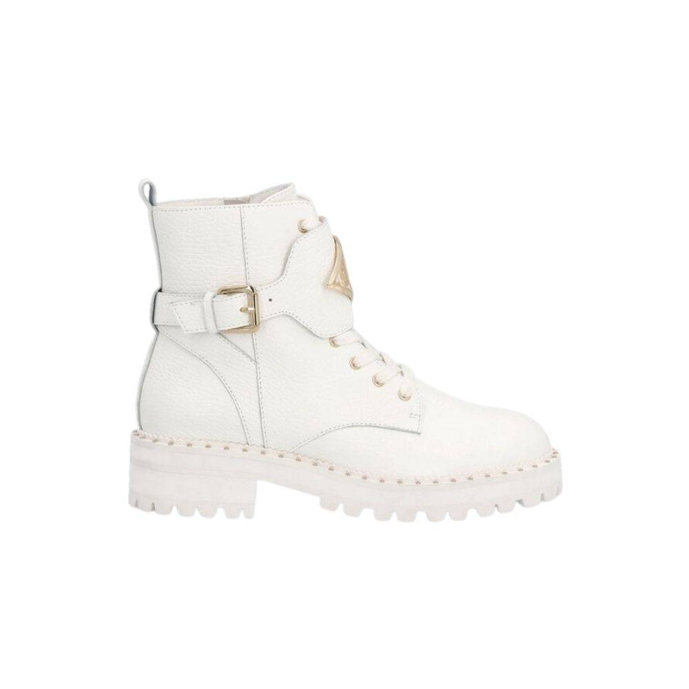 LIU JO PINK 127 BIKER LEATHER COMBAT BOOTS