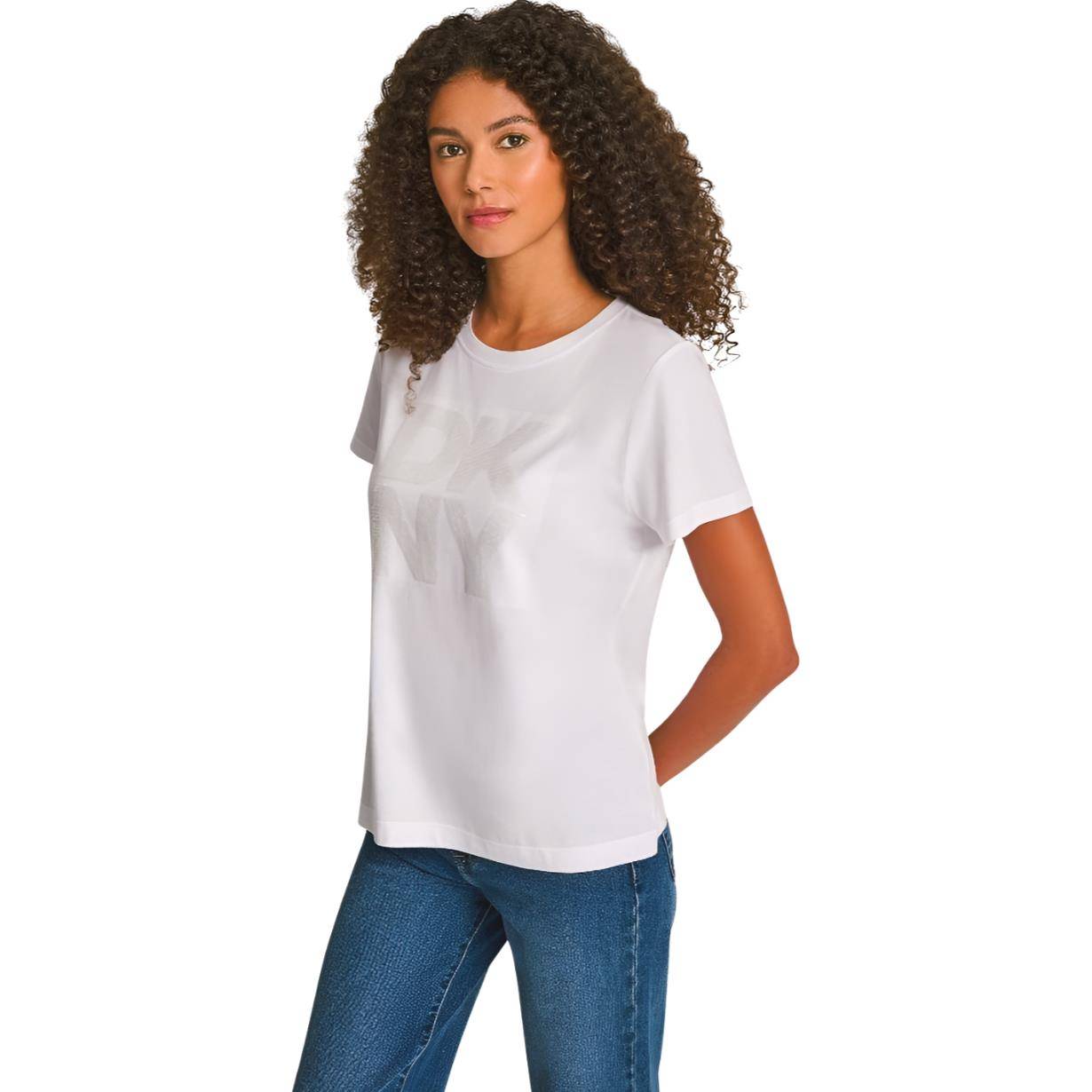 DKNY SEQUIN LOGO CREW NECK TEE