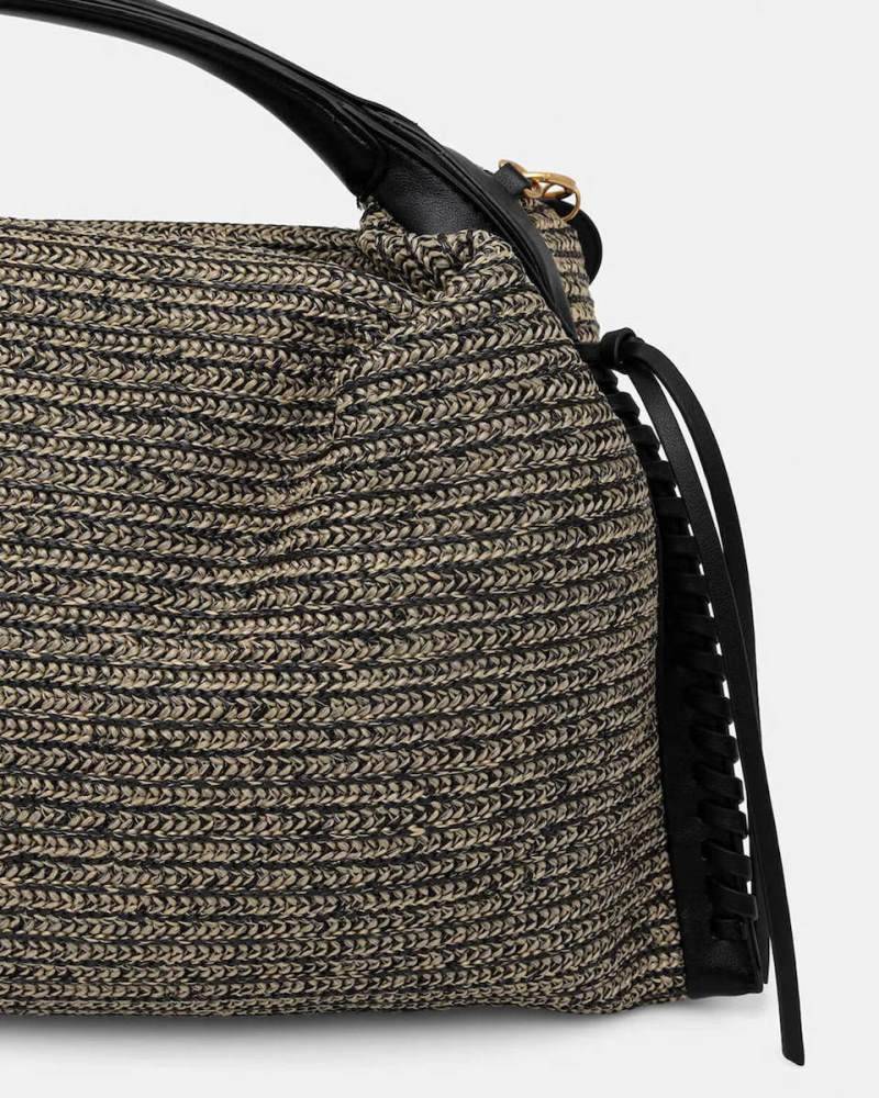 DKNY ROCCO LARGE HOBO CROCHET RAFFIA BAG