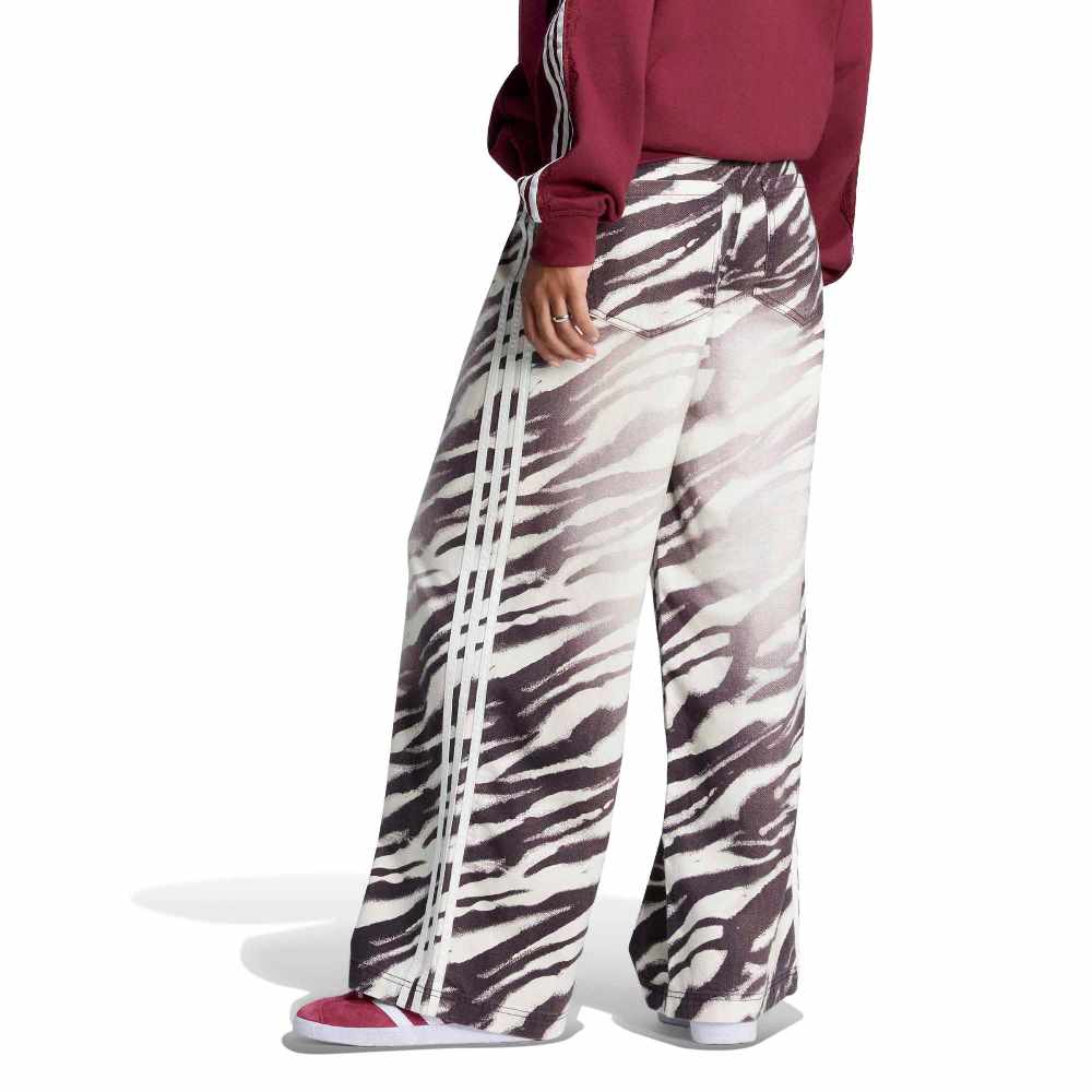 ADIDAS ORIGINALS ADILENIUM SEASON 6 ZEBRA PRINT WIDE LEG DENIM PANTS