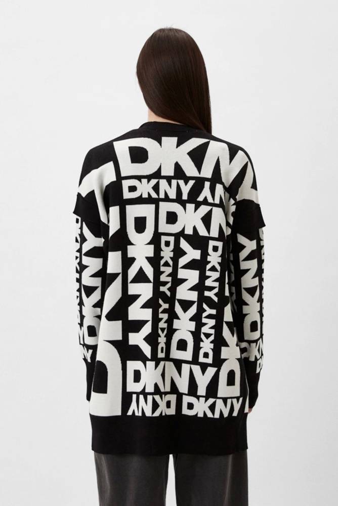 DKNY L/S OPEN FRONT EXPLODED SWEATER