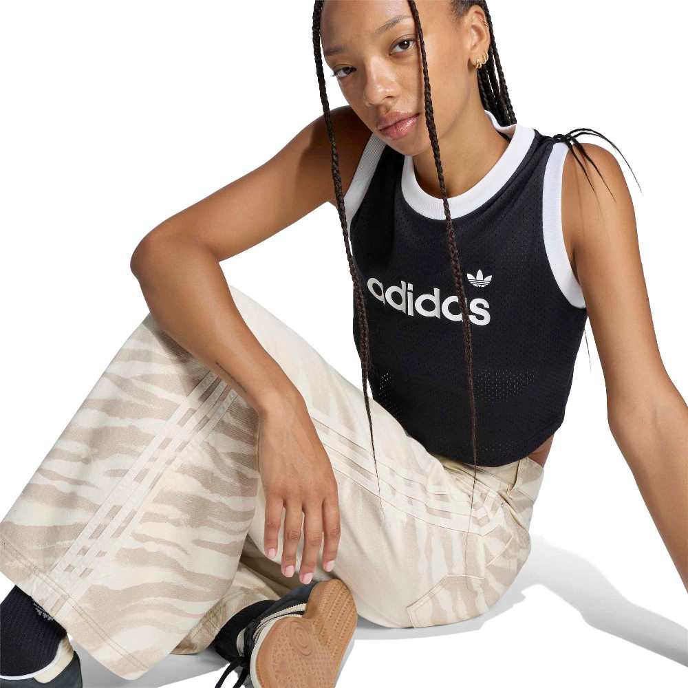ADIDAS ORIGINALS ADILENIUM SEASON 6 ZEBRA PRINT WIDE LEG DENIM PANTS