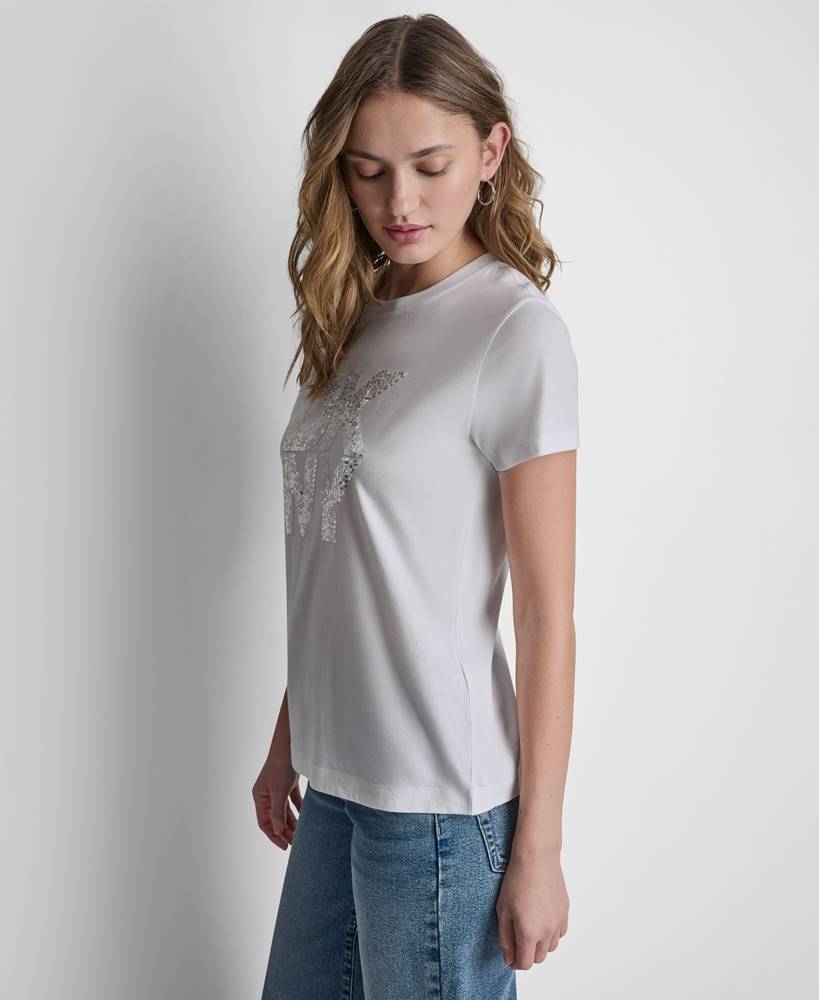 DKNY STACKED SEQUIN LOGO TEE