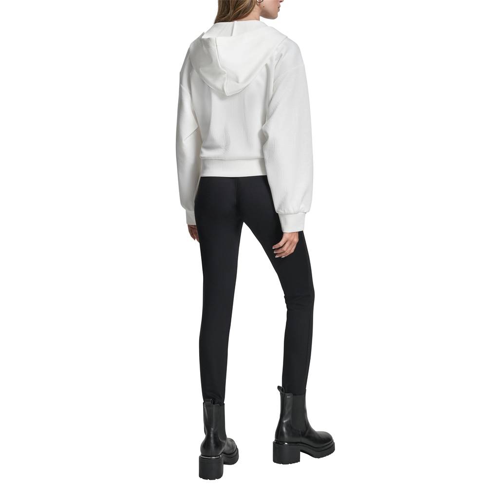 DKNY LOGO DEBOSSED SCUBA ZIP UP HOODIE