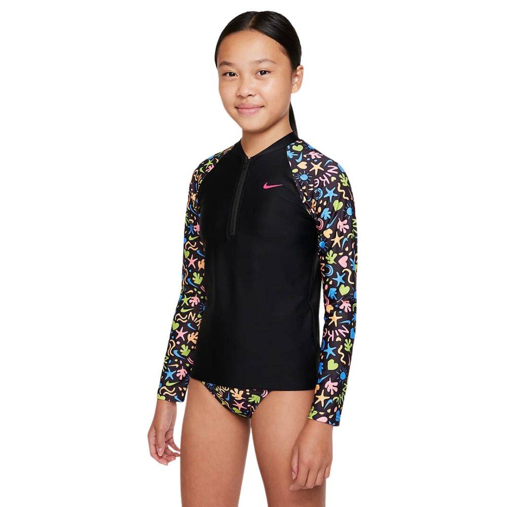 NIKE GIRLS FUN FOREST LONG-SLEEVE ZIP HYDROGUARD