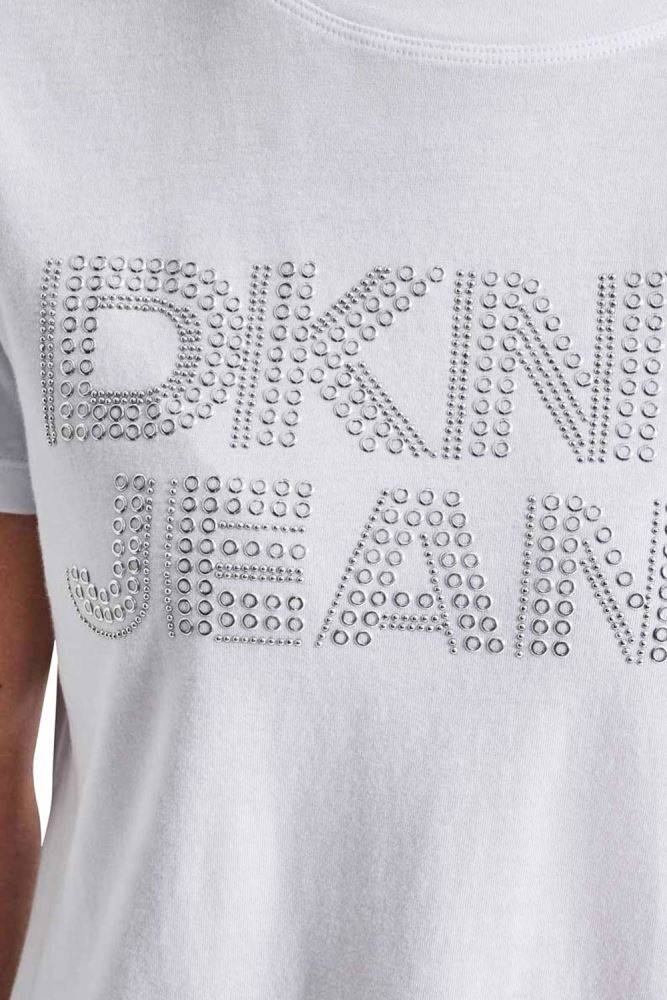 DKNY STUDDED LOGO CREW NECK TEE