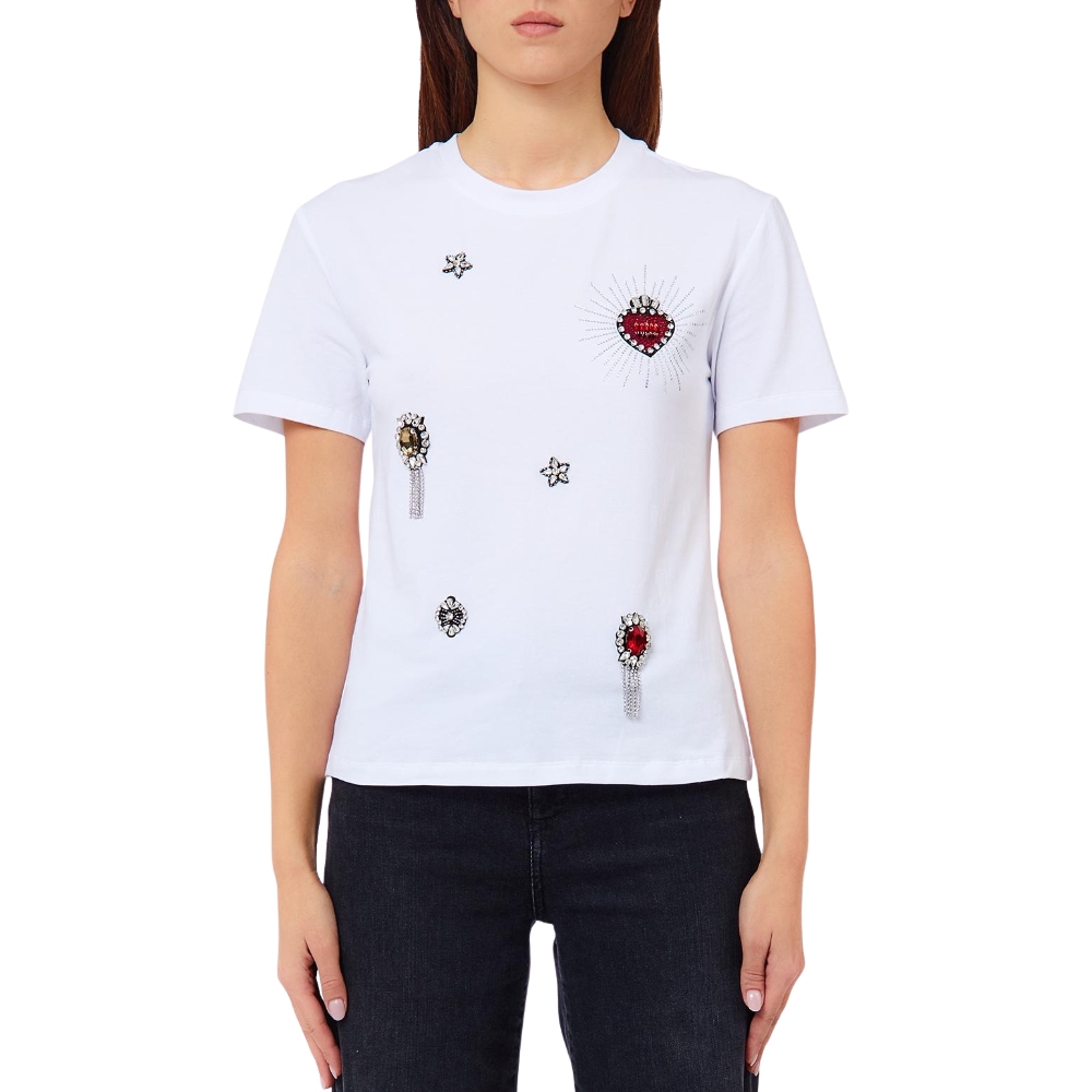 LIU JO T-SHIRT WITH JEWEL EMBROIDERY