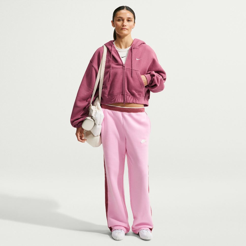 NIKE STUDIO FLEECE OVERSIZED CROPPED FULL-ZIP HOODIE