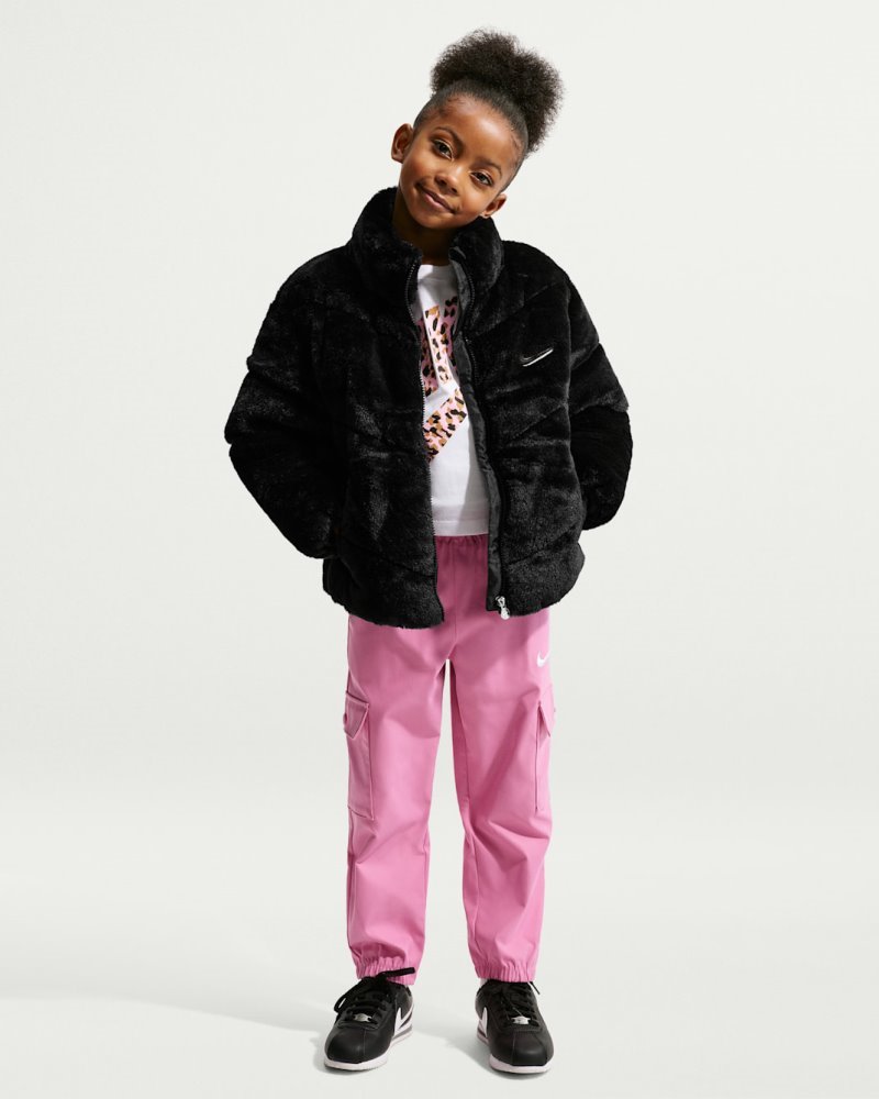 NIKE LITTLE KIDS QUILTED FAUX FUR JKT