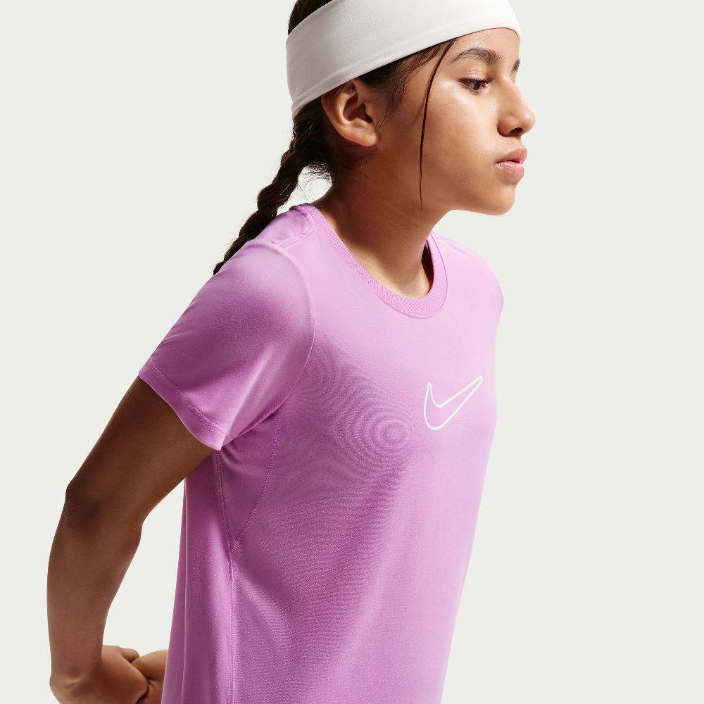 NIKE GIRLS DRI-FIT FITTED SHORT-SLEEVE TOP