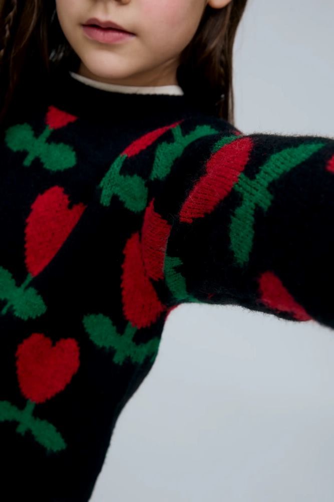 COMPANIA FANTASTICA CYCLAMEN PRINT KNIT SWEATER