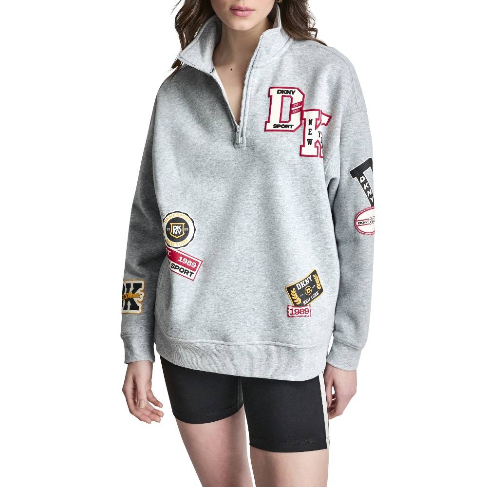 DKNY CAMPUS PATCH OVERSIZED QUARTER-ZIP