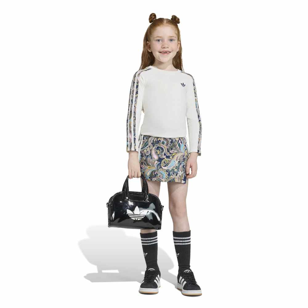 ADIDAS ORIGINALS LITTLE LIBERTY LONDON SLIM 3 STRIPES LONG-SLEEVE TOP/SKORT SET