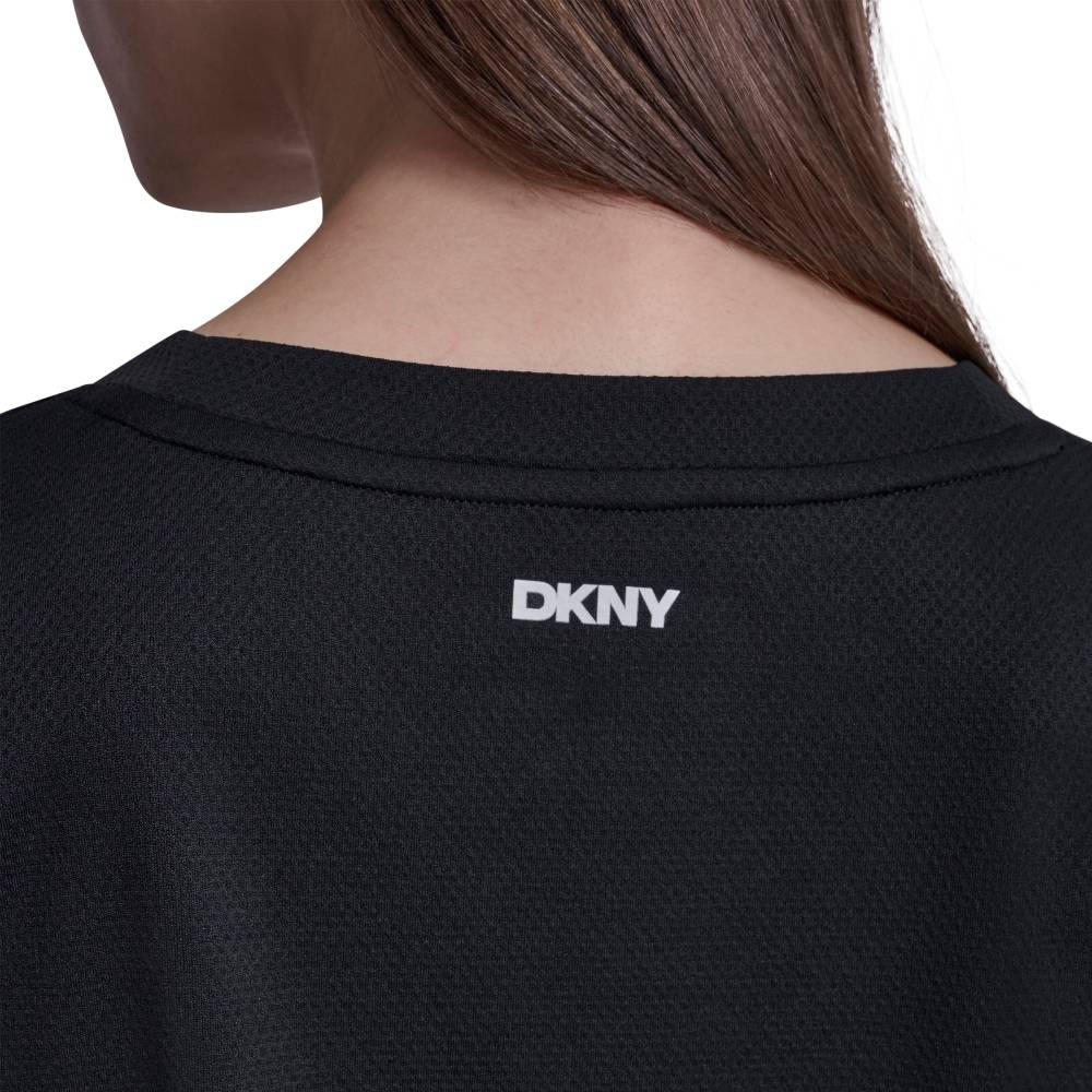 DKNY SHORT SLEEVE TECH TEE WITH RUCHED SIDE SEAMS