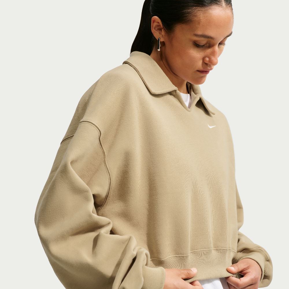 NIKE STUDIO FLEECE OVERSIZED CROPPED POLO