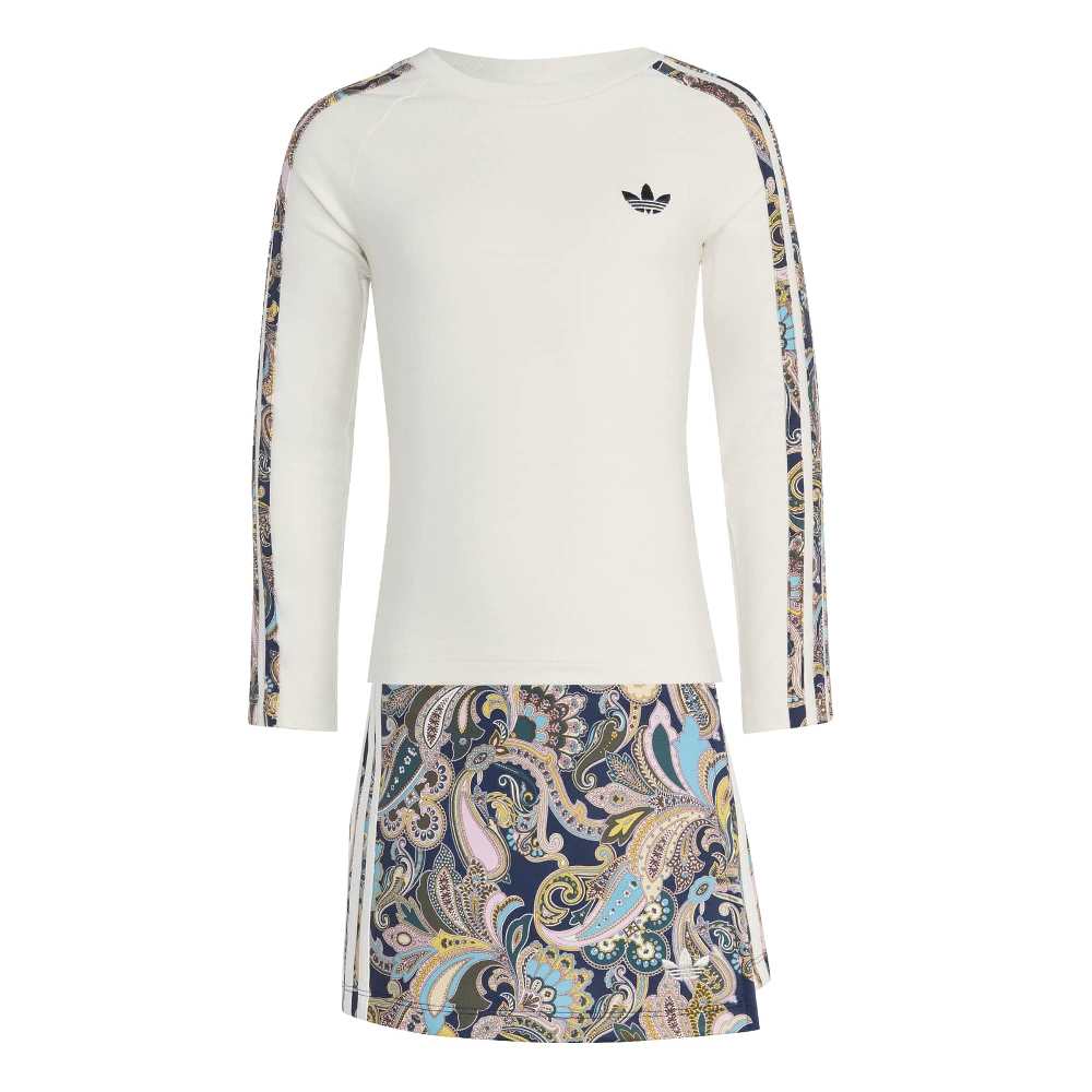 ADIDAS ORIGINALS LITTLE LIBERTY LONDON SLIM 3 STRIPES LONG-SLEEVE TOP/SKORT SET
