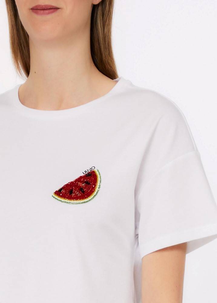 LIU JO T-SHIRT WITH EMBROIDERED PATCH