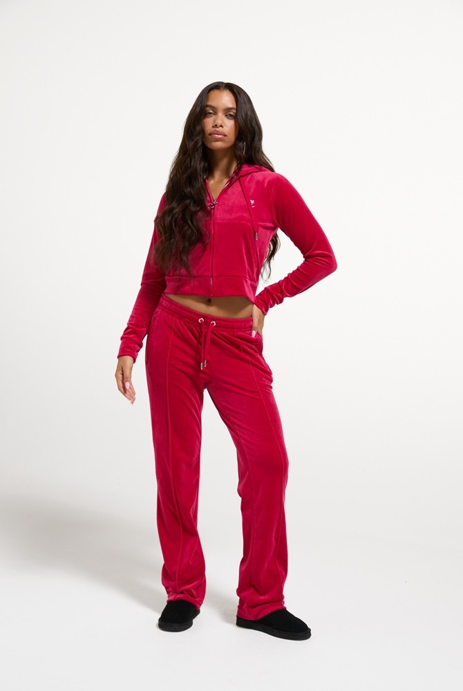 JUICY COUTURE MADISON DIAMANTE VELOUR ZIP-THROUGH HOODIE