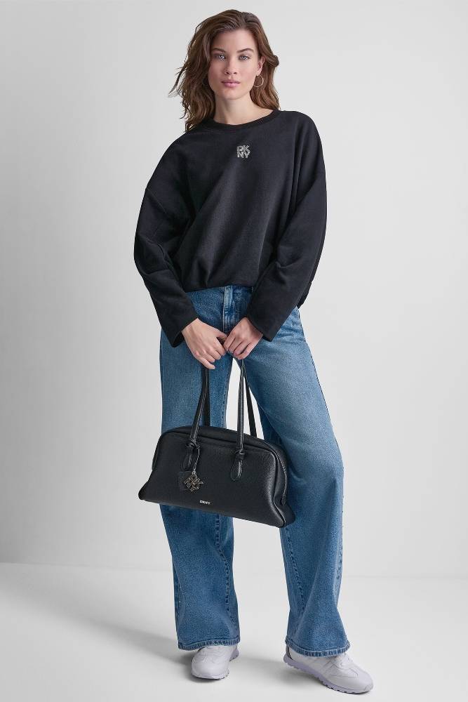 DKNY LOGO EMBELLISHED CREW NECK SWEATSHIRT