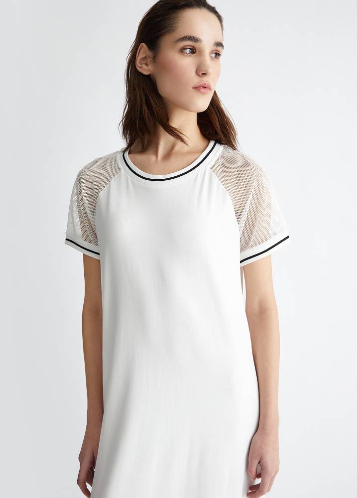 LIU JO MAXI DRESS WITH MESH SLEEVES