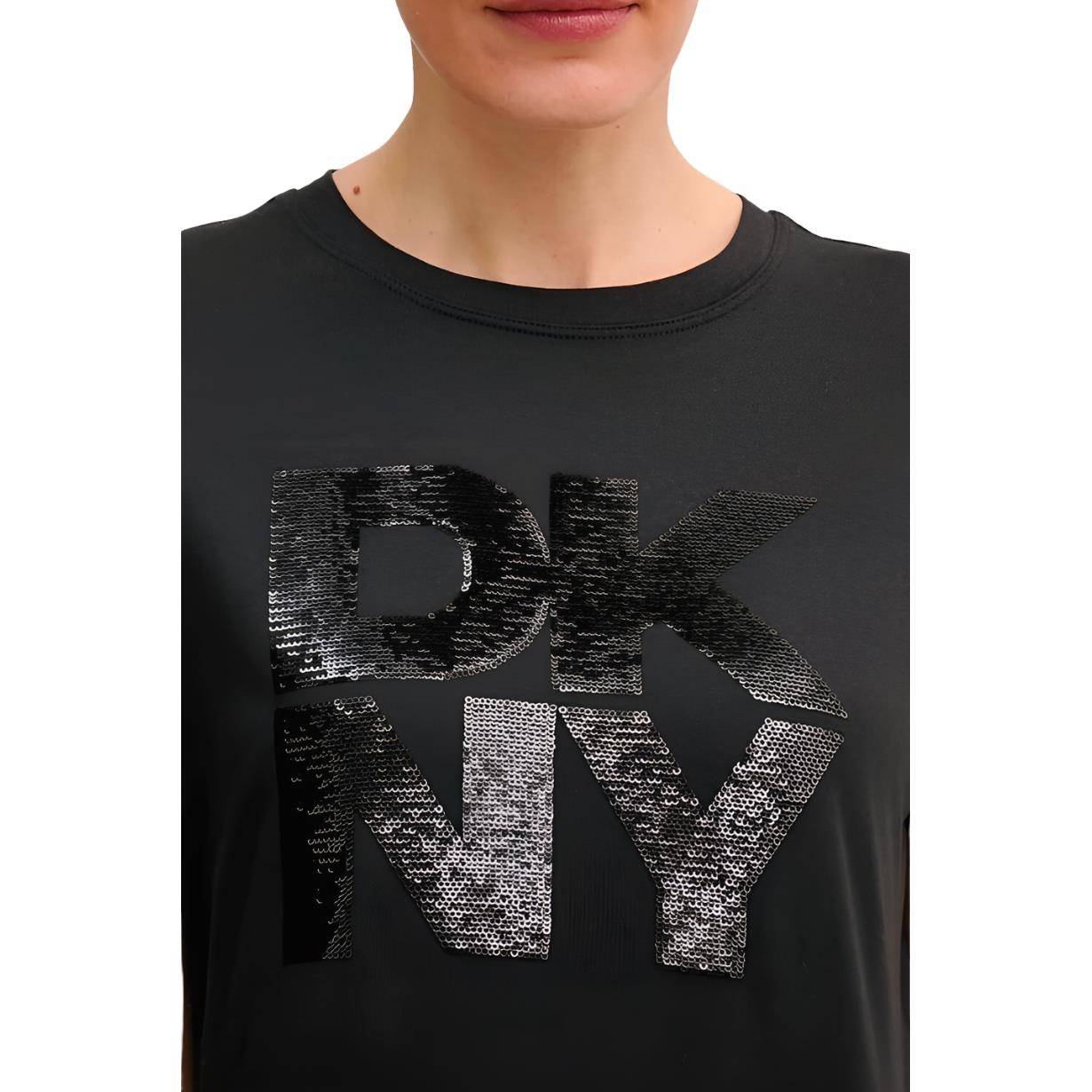DKNY SEQUIN LOGO CREW NECK TEE