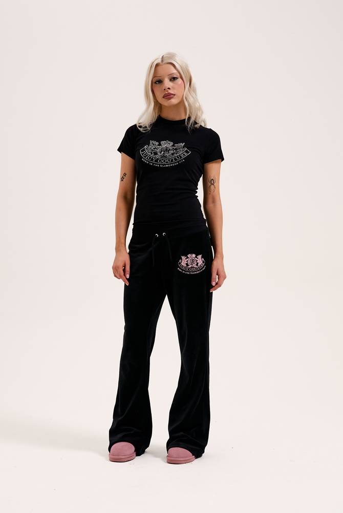 JUICY COUTURE DOG CREST HERITAGE DIAMANTE T-SHIRT