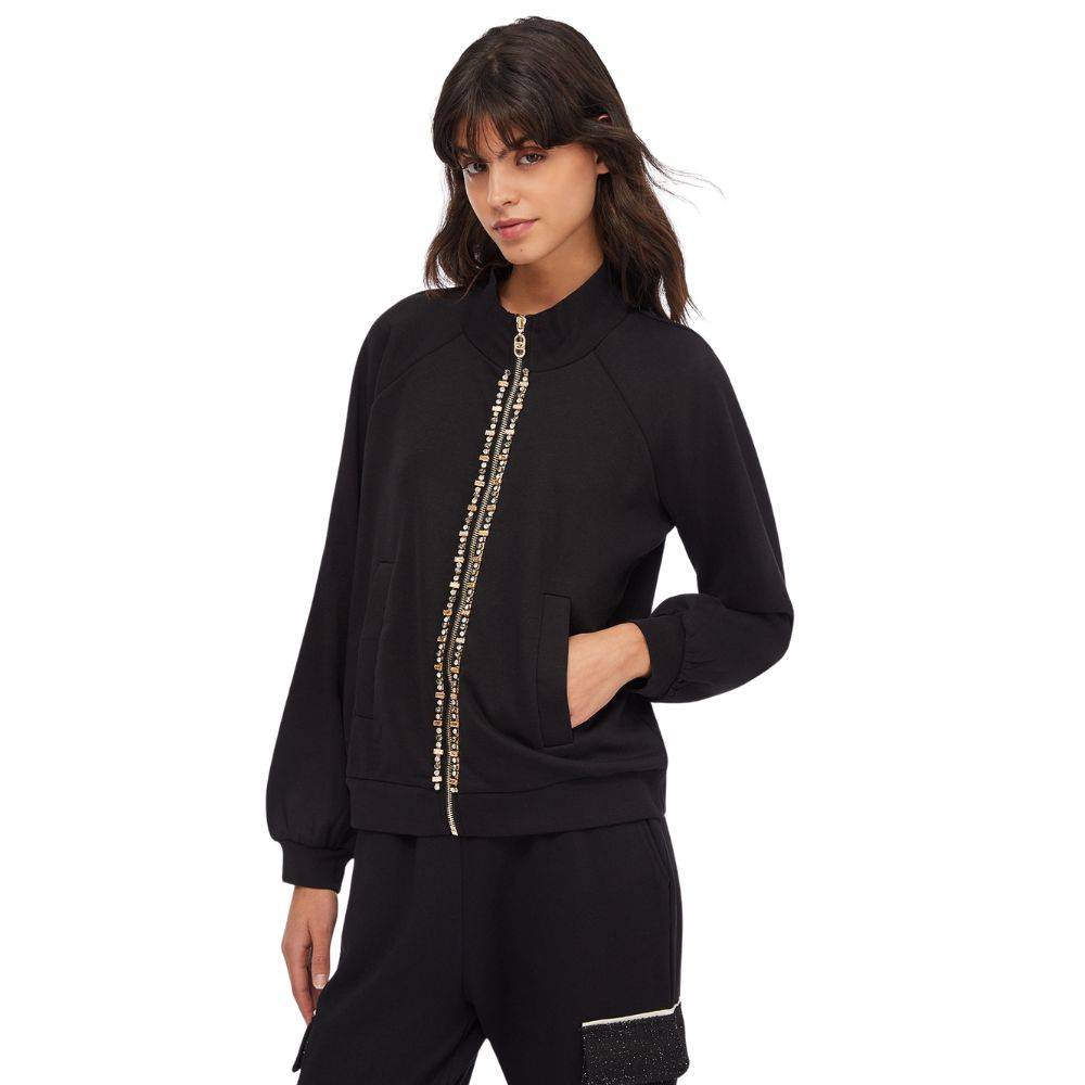 LIU JO SWEATSHIRT WITH APPLIQUE RHINESTONES