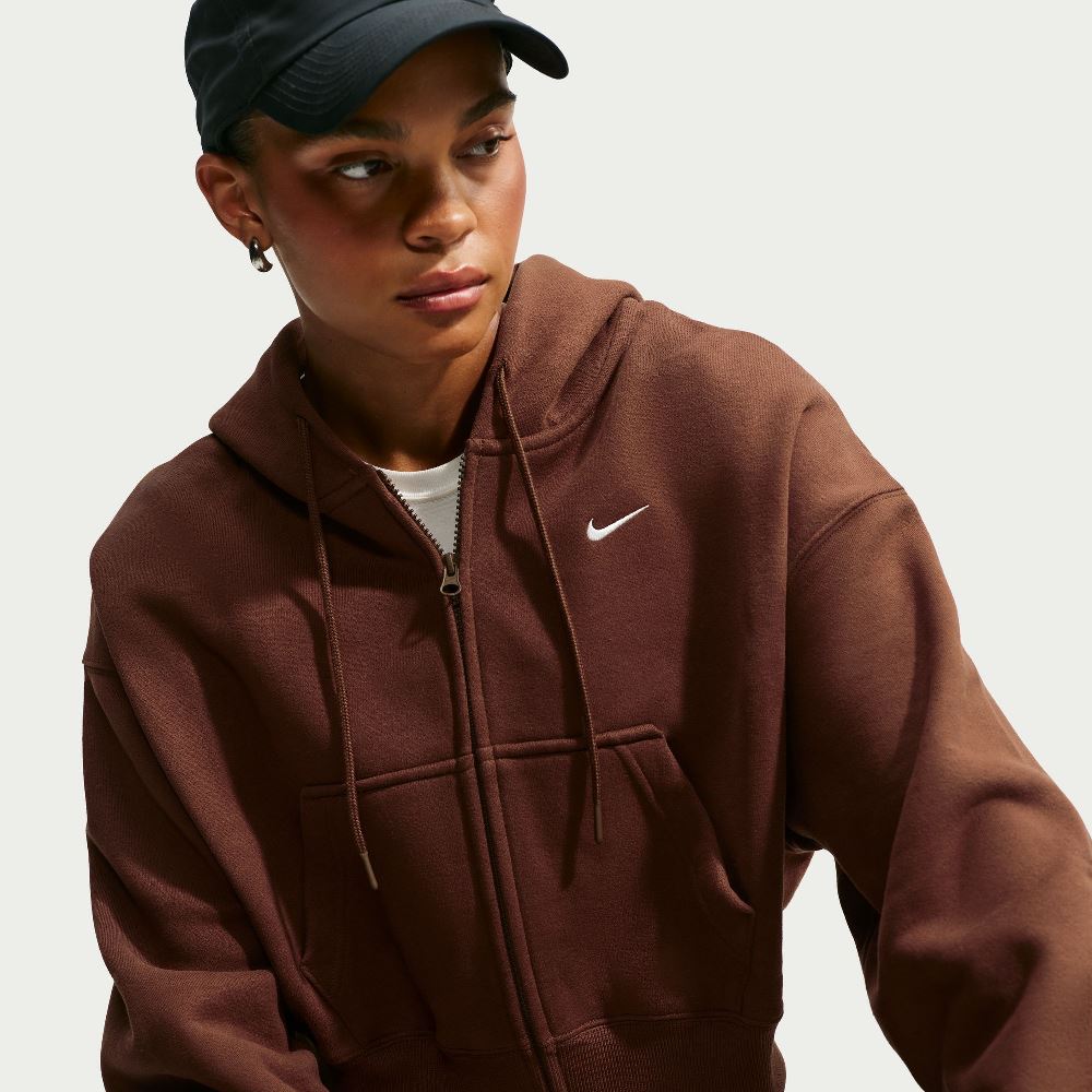 NIKE STUDIO FLEECE OVERSIZED CROPPED FULL-ZIP HOODIE