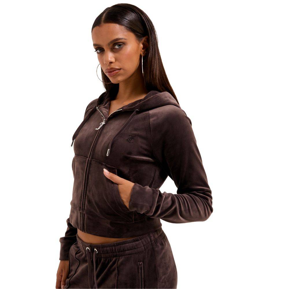 JUICY COUTURE MADISON CLASSIC VELOUR OUTLINE DIAMANTE ZIP HOODIE