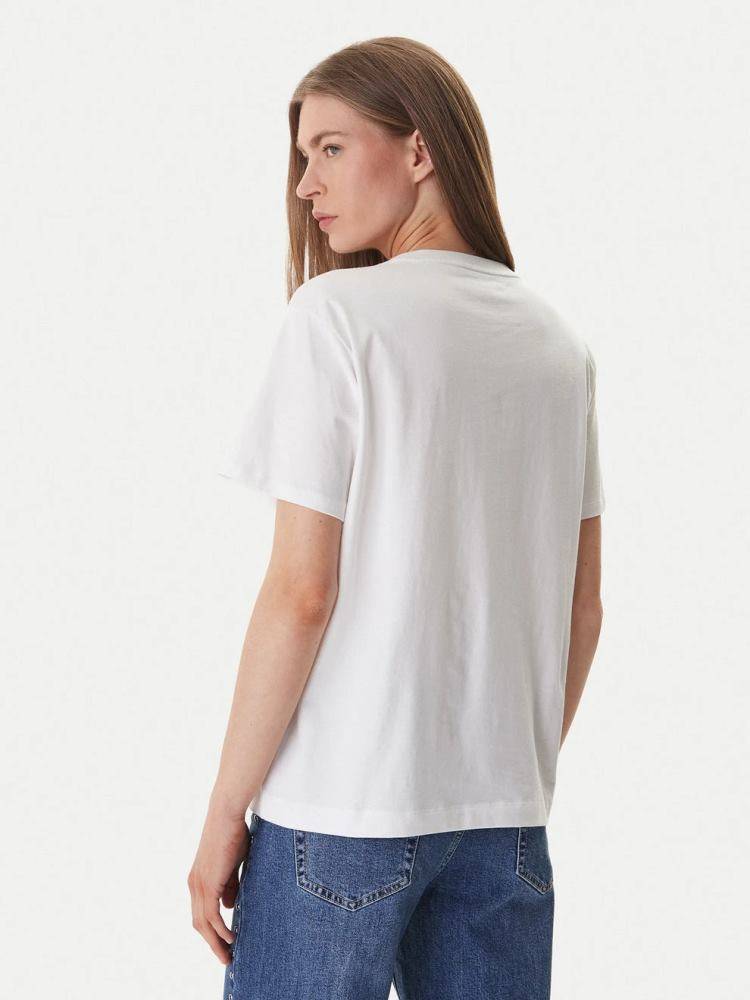 DKNY RHINESTONE LOGO RELAXEDCREW NECK TEE
