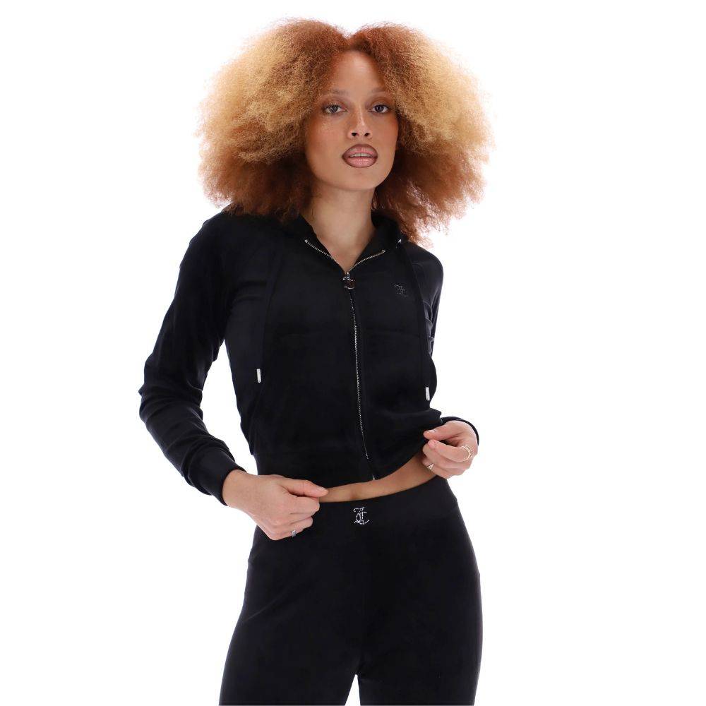 JUICY COUTURE MADISON DIAMANTE VELOUR ZIP-THROUGH HOODIE