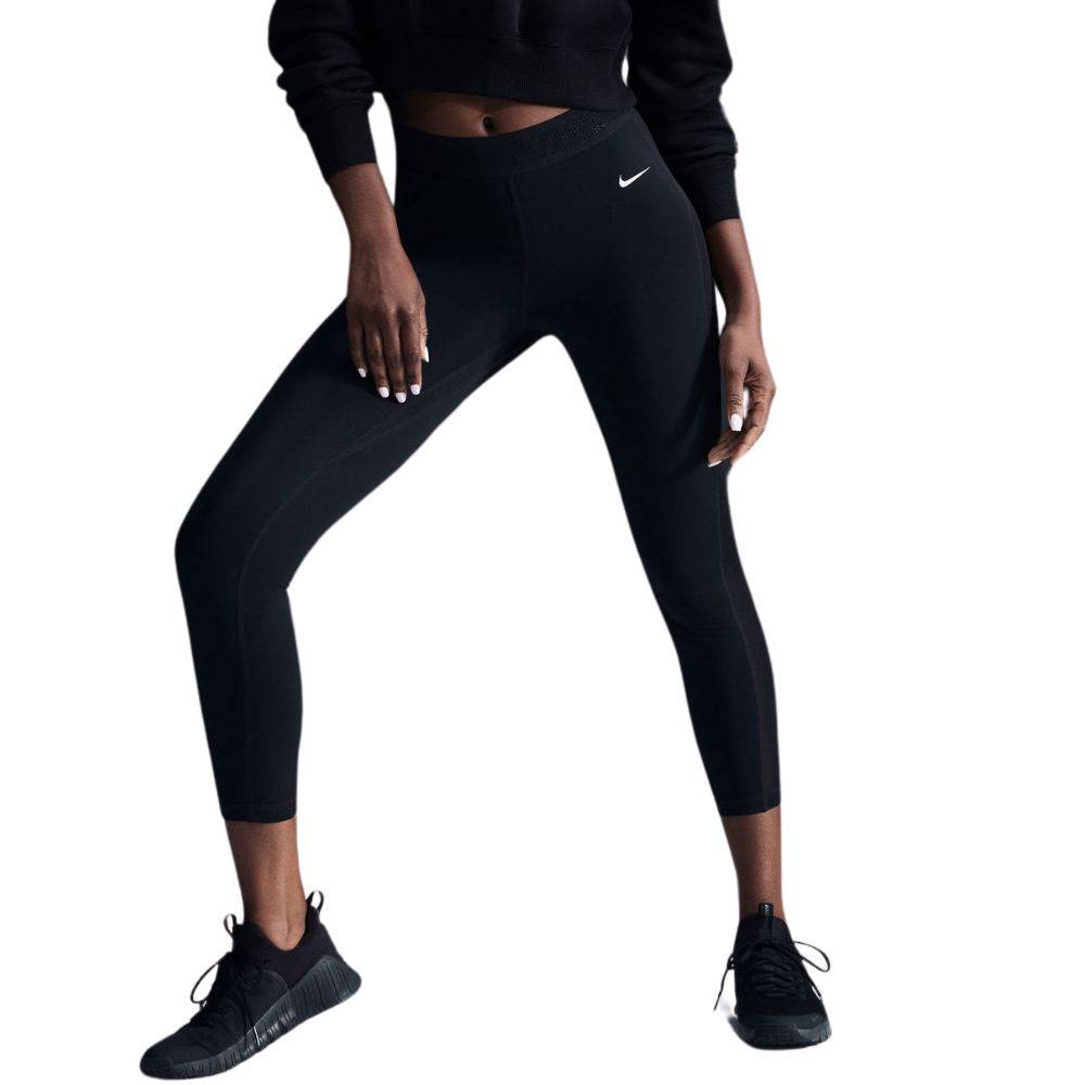 NIKE PRO DRI-FIT MED-RISE 7/8 MESH PANELED LEGGINGS