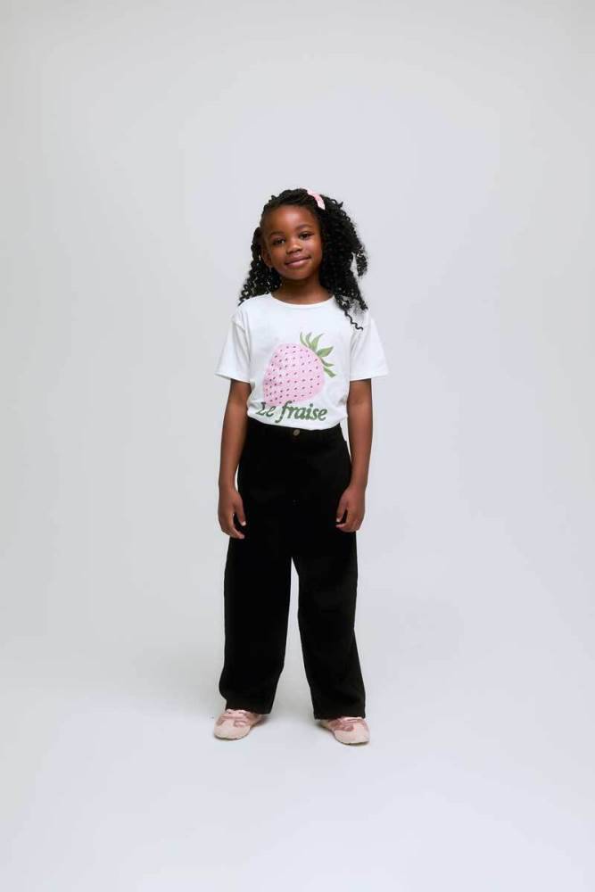 COMPANIA FANTASTICA DENIM TROUSER WITH STRAWBERRY POCKET