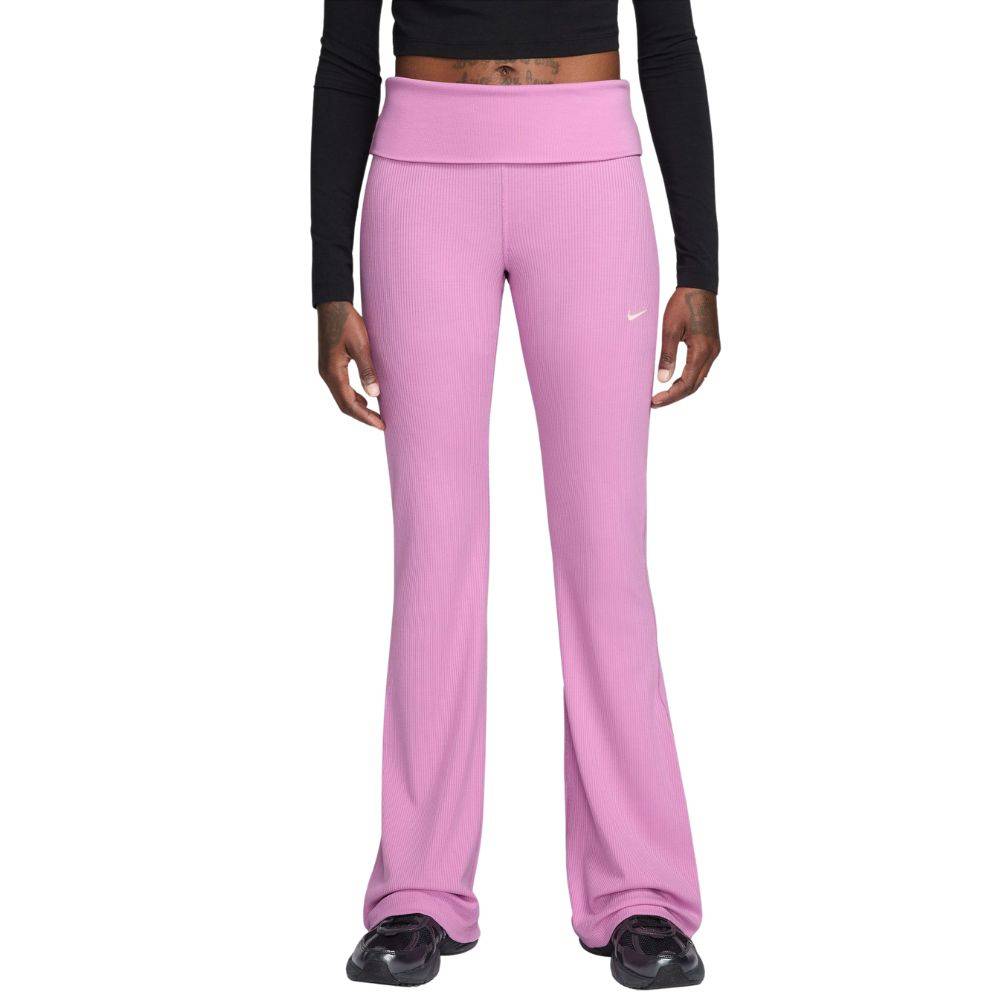 NIKE WOMENS CHILL KNIT MID-RISE TIGHT RIBBED PANT