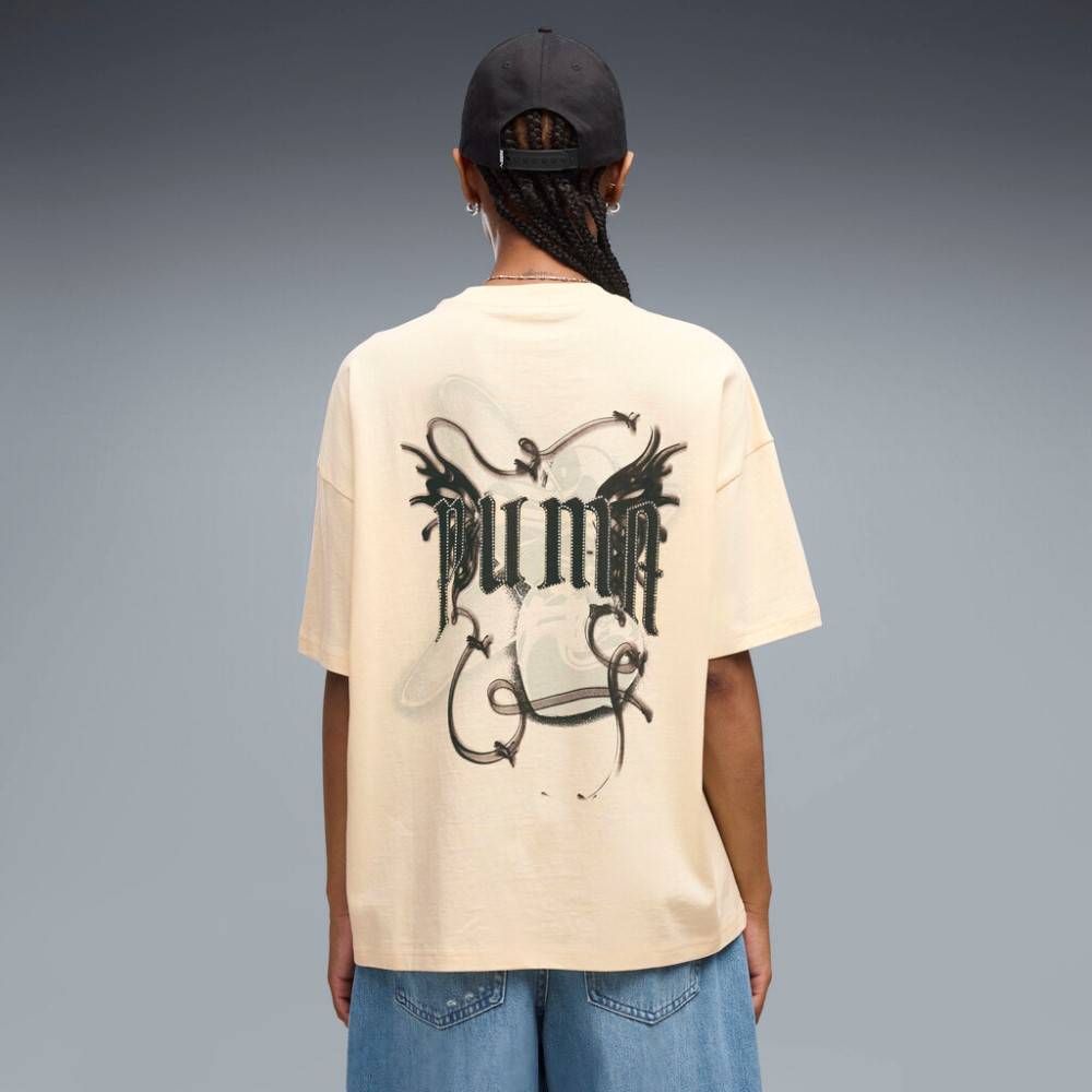 PUMA STREET GLAM OVERSIZED BEDAZZLED GRAPHIC TEE