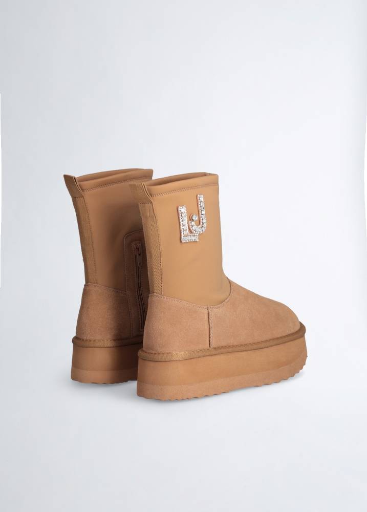 LIU JO JANE 02 - WARM ANKLE BOOTS WITH BEJEWELLED LOGO